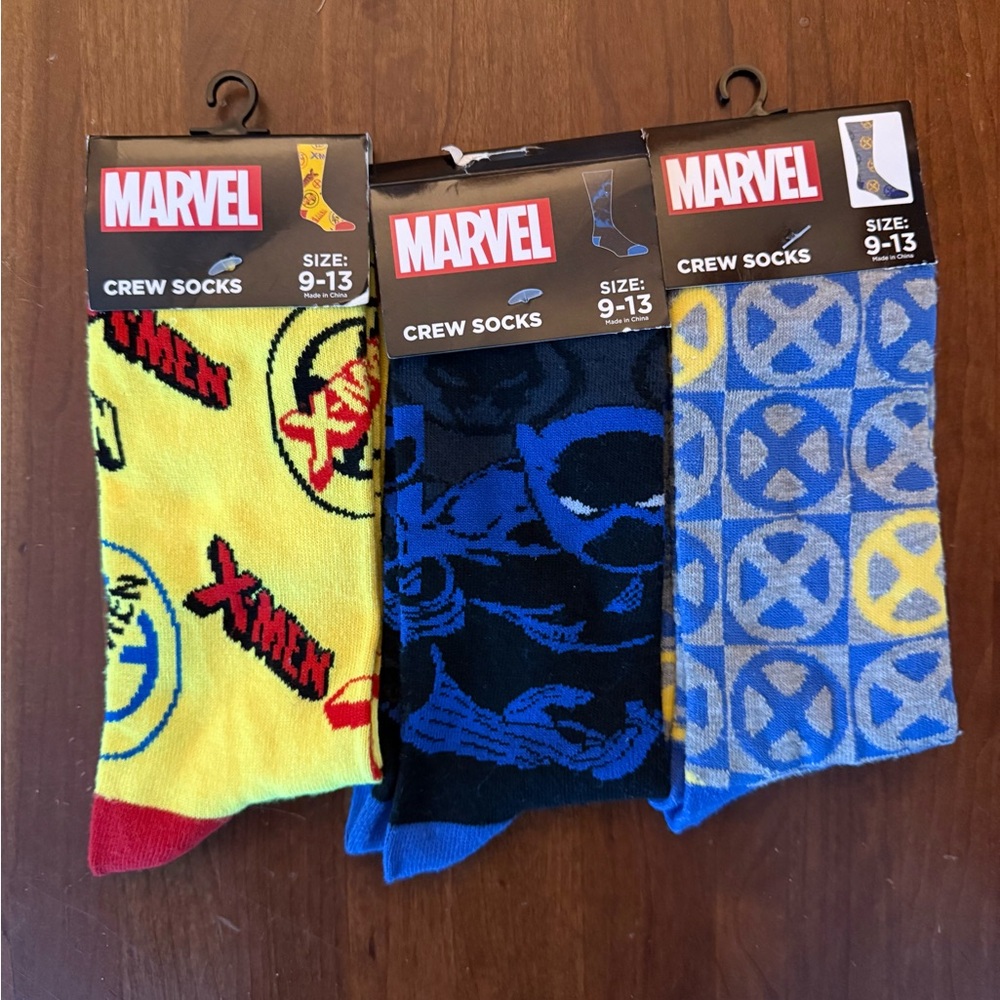 Marvel X-Men Crew Socks - Yellow, Black, Blue